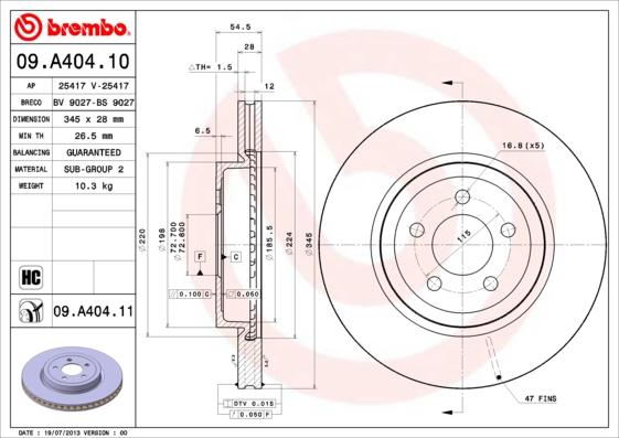 Brembo 09.A404.10 - Disc frana aaoparts.ro