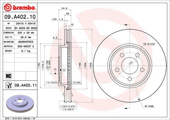 Brembo 09.A402.10 - Disc frana aaoparts.ro