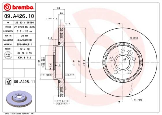 Brembo 09.A426.11 - Disc frana aaoparts.ro