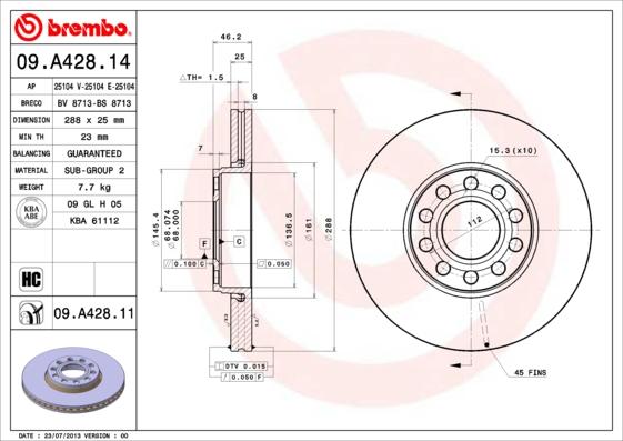 Brembo 09.A428.11 - Disc frana aaoparts.ro