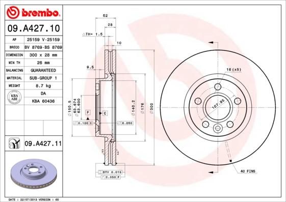 Brembo 09.A427.11 - Disc frana aaoparts.ro