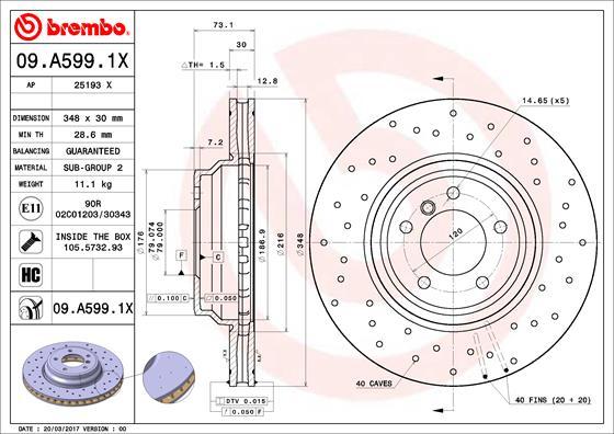 Brembo 09.A599.1X - Disc frana aaoparts.ro