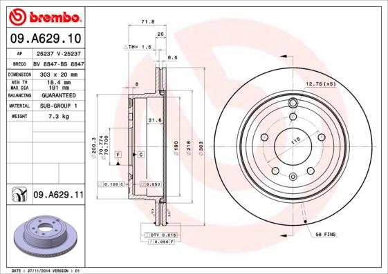 Brembo 09.A629.11 - Disc frana aaoparts.ro