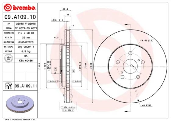 Brembo 09.A109.11 - Disc frana aaoparts.ro