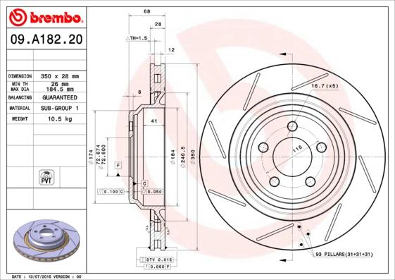 Brembo 09.A182.21 - Disc frana aaoparts.ro