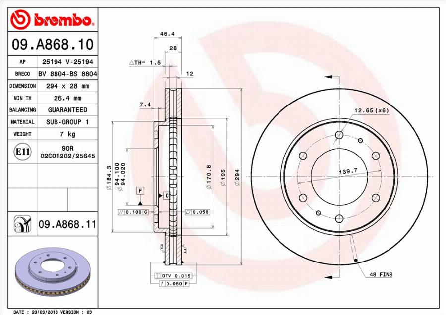 Brembo 09.A868.11 - Disc frana aaoparts.ro