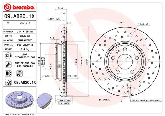 Brembo 09.A820.1X - Disc frana aaoparts.ro