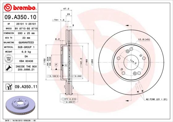 Brembo 09.A350.11 - Disc frana aaoparts.ro