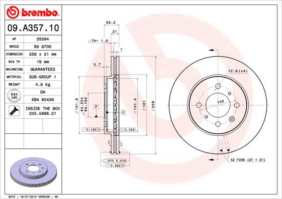 Brembo 09.A357.10 - Disc frana aaoparts.ro