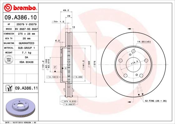 Brembo 09.A386.11 - Disc frana aaoparts.ro