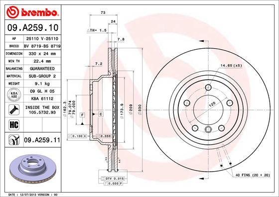 Brembo 09.A259.11 - Disc frana aaoparts.ro