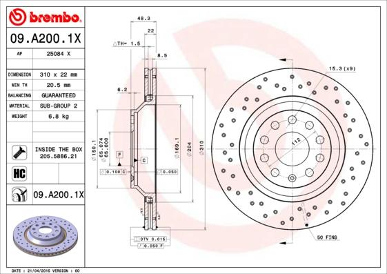 Brembo 09.A200.1X - Disc frana aaoparts.ro