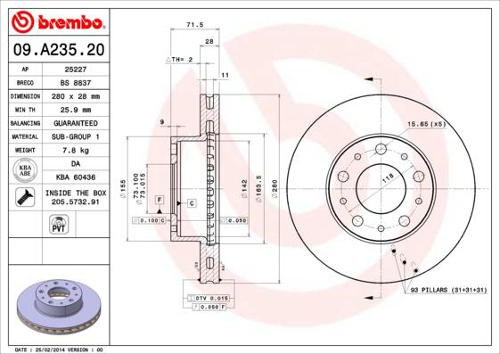 Brembo 09.A235.20 - Disc frana aaoparts.ro