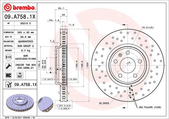 Brembo 09.A758.1X - Disc frana aaoparts.ro