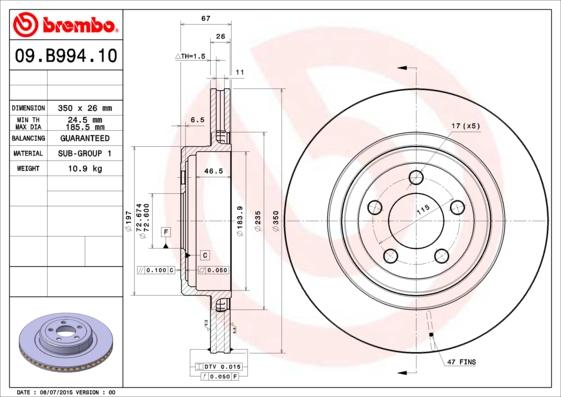 Brembo 09.B994.10 - Disc frana aaoparts.ro