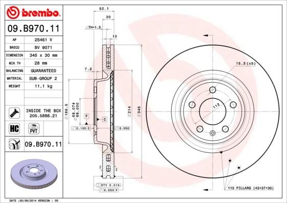 Brembo 09.B970.11 - Disc frana aaoparts.ro