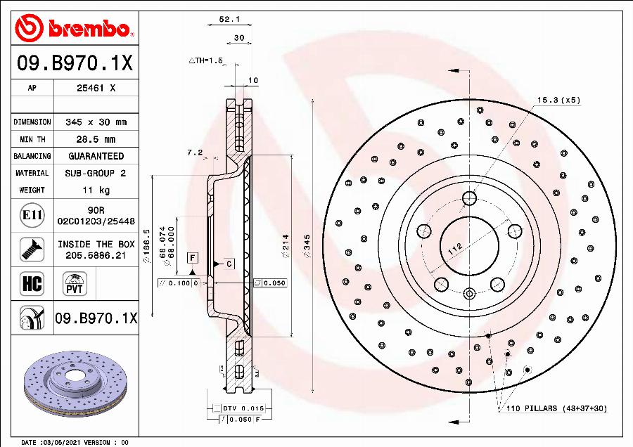 Brembo 09.B970.1X - Disc frana aaoparts.ro