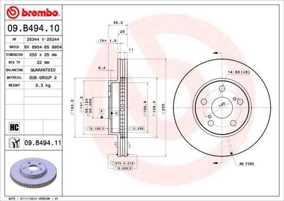 Brembo 09.B494.11 - Disc frana aaoparts.ro