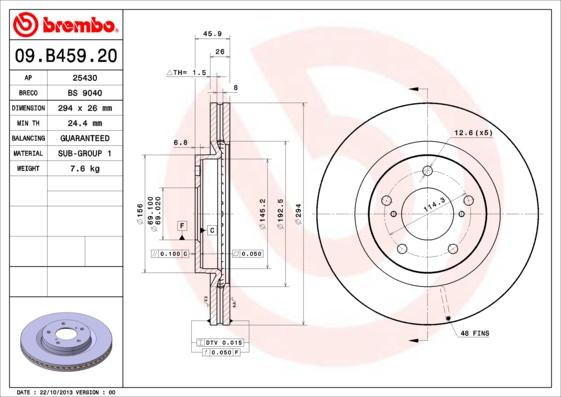 Brembo 09.B459.21 - Disc frana aaoparts.ro