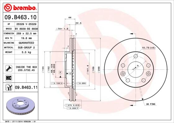 Brembo 09.B463.11 - Disc frana aaoparts.ro