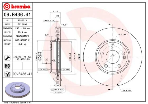 Brembo 09.B436.41 - Disc frana aaoparts.ro