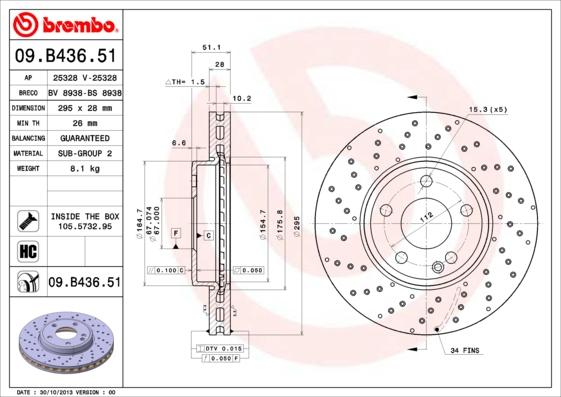 Brembo 09.B436.51 - Disc frana aaoparts.ro