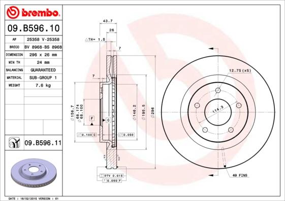 Brembo 09.B596.11 - Disc frana aaoparts.ro