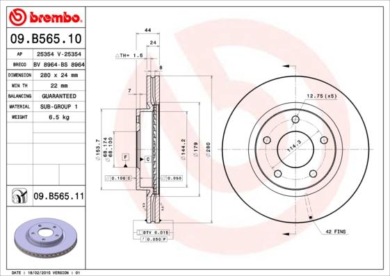 Brembo 09.B565.11 - Disc frana aaoparts.ro