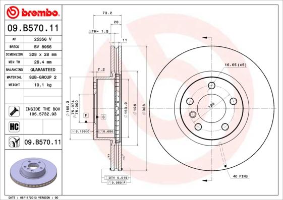 Brembo 09.B570.11 - Disc frana aaoparts.ro