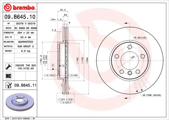 Brembo 09.B645.11 - Disc frana aaoparts.ro