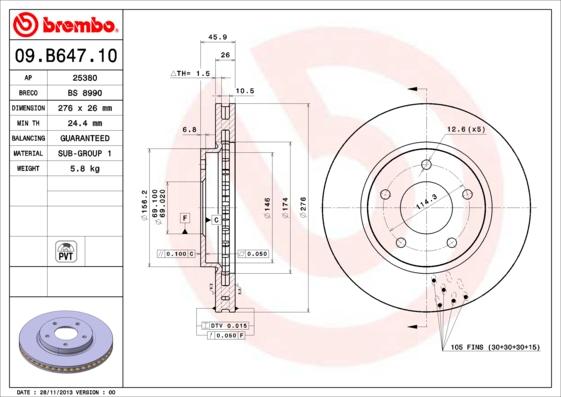 Brembo 09.B647.11 - Disc frana aaoparts.ro