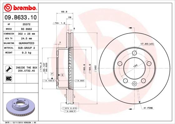 Brembo 09.B633.10 - Disc frana aaoparts.ro