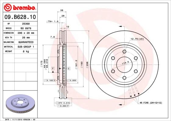 Brembo 09.B628.10 - Disc frana aaoparts.ro