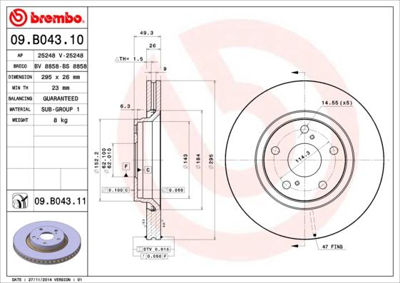 Brembo 09.B043.11 - Disc frana aaoparts.ro