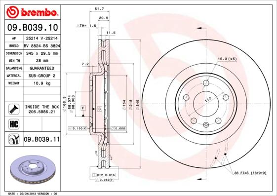 Brembo 09.B039.11 - Disc frana aaoparts.ro