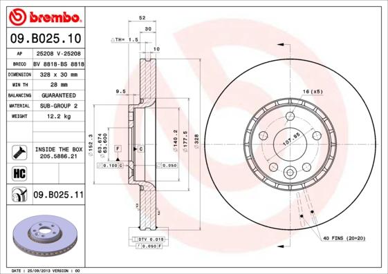 Brembo 09.B025.11 - Disc frana aaoparts.ro