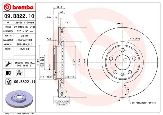 Brembo 09.B822.11 - Disc frana aaoparts.ro