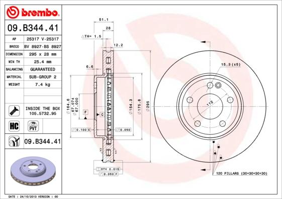 Brembo 09.B344.41 - Disc frana aaoparts.ro