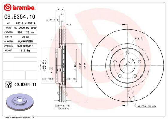 Brembo 09.B354.11 - Disc frana aaoparts.ro