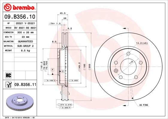 Brembo 09.B356.11 - Disc frana aaoparts.ro