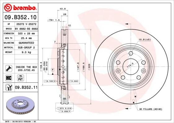 Brembo 09.B352.11 - Disc frana aaoparts.ro