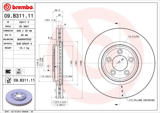 Brembo 09.B311.11 - Disc frana aaoparts.ro