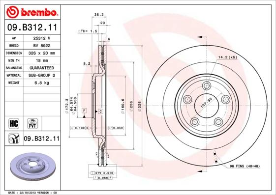 Brembo 09.B312.11 - Disc frana aaoparts.ro