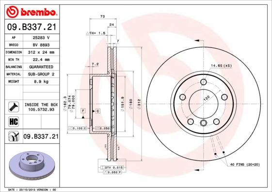 Brembo 09.B337.21 - Disc frana aaoparts.ro