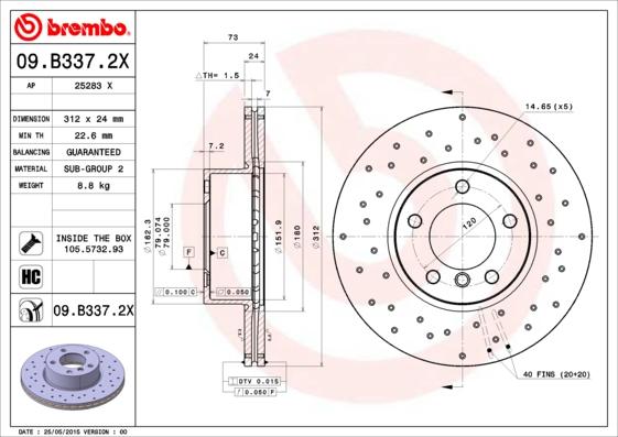 Brembo 09.B337.2X - Disc frana aaoparts.ro