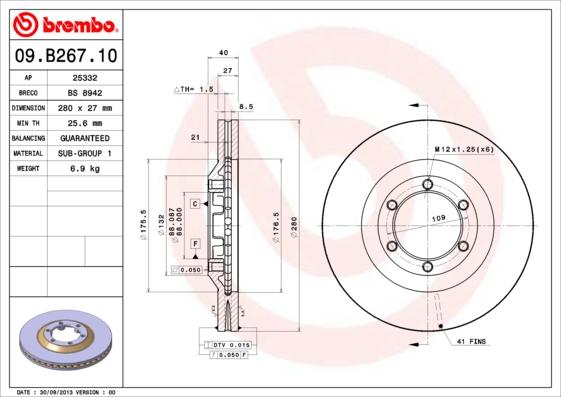 Brembo 09.B267.10 - Disc frana aaoparts.ro