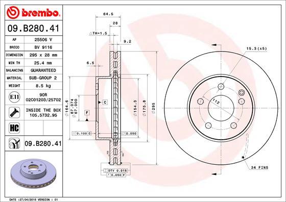 Brembo 09.B280.41 - Disc frana aaoparts.ro