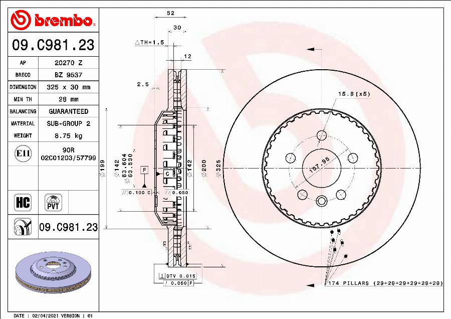 Brembo 09.C981.23 - Disc frana aaoparts.ro