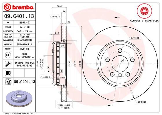 Brembo 09.C401.13 - Disc frana aaoparts.ro