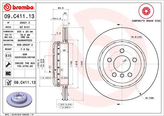 Brembo 09.C411.13 - Disc frana aaoparts.ro